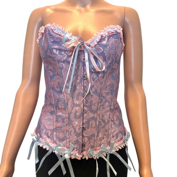 new pink purple small lace back hook front corset bustier BC 2849 - Picture 1 of 10